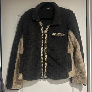 Mystree Black and Cream Sherpa Jacket